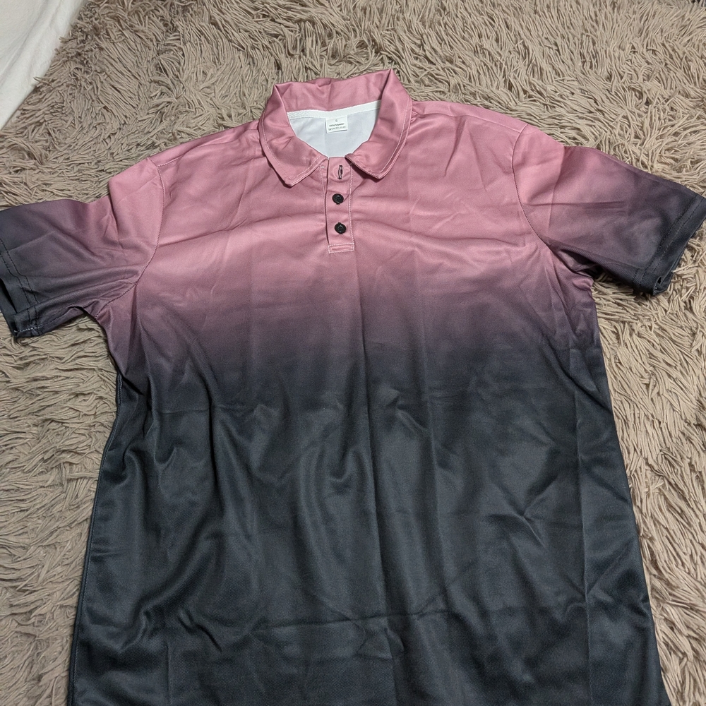 Gradient Pink and Black Men's Polo Shirt